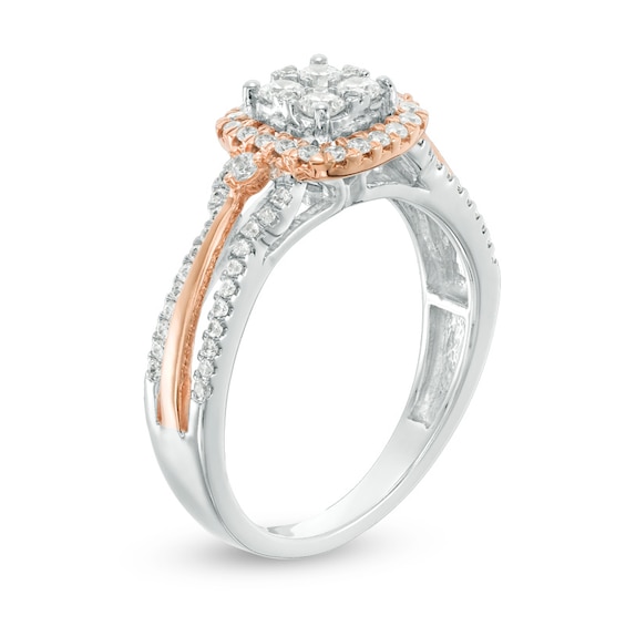 Previously Owned - 1/2 CT. T.w. Composite Diamond Cushion Frame Ring in 10K Two-Tone Gold