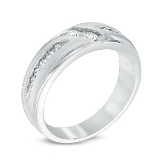 Previously Owned - Ever Us® 1/2 CT. T.w. Two Stone Diamond Satin Slant Band in 14K White Gold