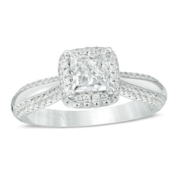 Previously Owned - Vera Wang Love Collection 1-1/6 CT. T.W. Princess-Cut Diamond Frame Engagement Ring in 14K White Gold