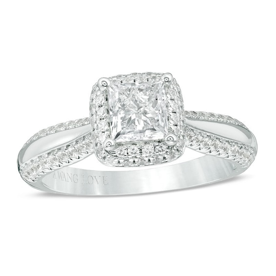 Previously Owned - Vera Wang Love Collection 1-1/6 CT. T.w. Princess-Cut Diamond Frame Engagement Ring in 14K White Gold