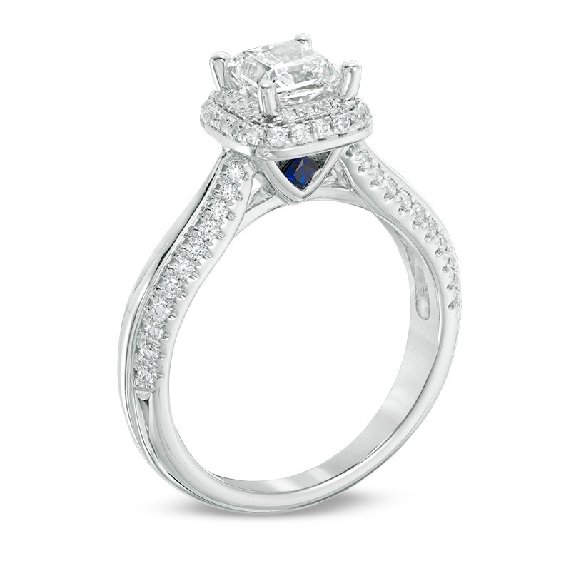 Main Image 2 of Previously Owned - Vera Wang Love Collection 1-1/6 CT. T.W. Princess-Cut Diamond Frame Engagement Ring in 14K White Gold