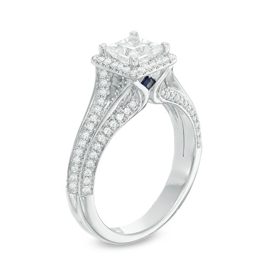 Previously Owned - Vera Wang Love Collection 1-1/2 CT. T.w. Princess-Cut Diamond Frame Engagement Ring in 14K White Gold