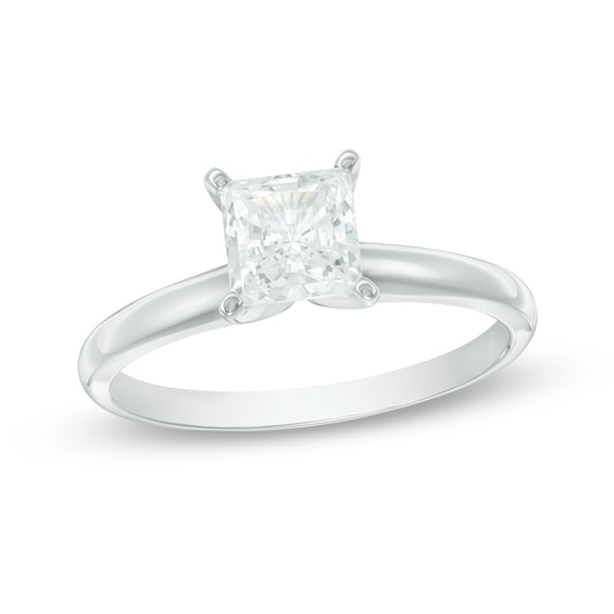 Previously Owned - 3/4 CT. Princess-Cut Diamond Solitaire Engagement Ring in 14K White Gold (I/I2)