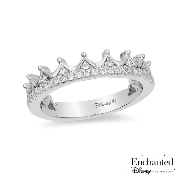 Previously Owned - Enchanted Disney Princess 1/6 CT. T.w. Diamond Tiara Wedding Band in 14K White Gold