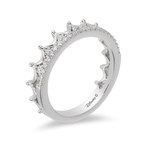 Previously Owned - Enchanted Disney Princess 1/6 CT. T.w. Diamond Tiara Wedding Band in 14K White Gold