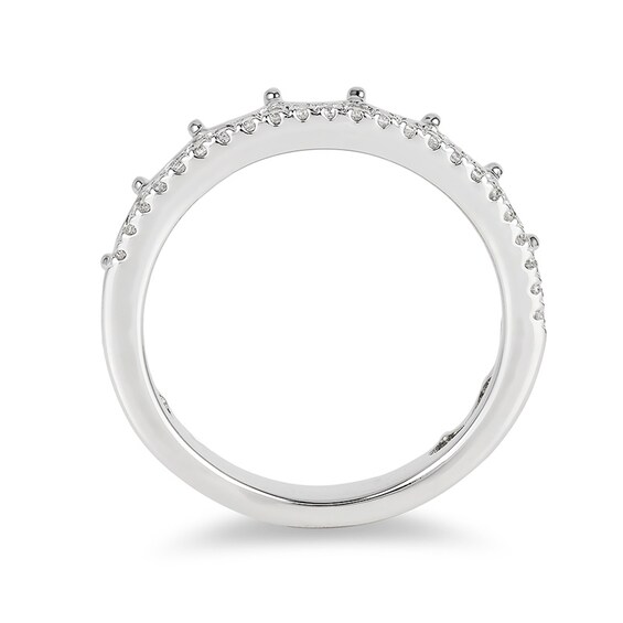 Previously Owned - Enchanted Disney Princess 1/6 CT. T.w. Diamond Tiara Wedding Band in 14K White Gold