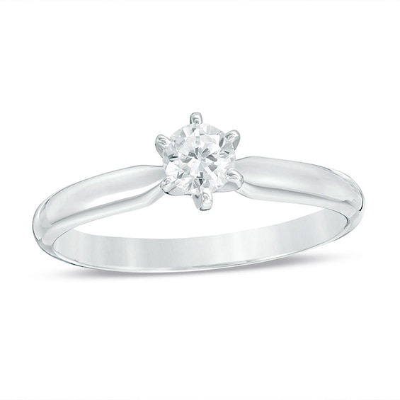 Previously Owned - 1/4 CT. Diamond Solitaire Engagement Ring in 14K White Gold (I/I2)