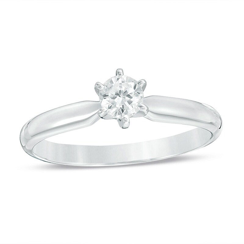 Main Image 1 of Previously Owned - 1/4 CT. Diamond Solitaire Engagement Ring in 14K White Gold (I/I2)