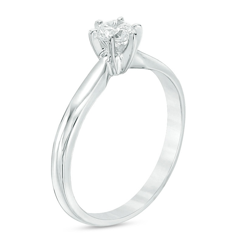Main Image 2 of Previously Owned - 1/4 CT. Diamond Solitaire Engagement Ring in 14K White Gold (I/I2)