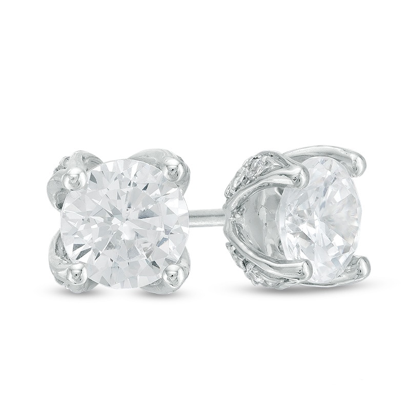 Main Image 1 of Previously Owned Love's Destiny by Peoples 1 CT. T.W. Diamond Solitaire Stud Earrings in 14K White Gold (I/I2)