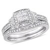 Thumbnail Image 1 of Previously Owned - 1/3 CT. T.W. Quad Princess-Cut Diamond Frame Collar Vintage-Style Bridal Set in 10K White Gold