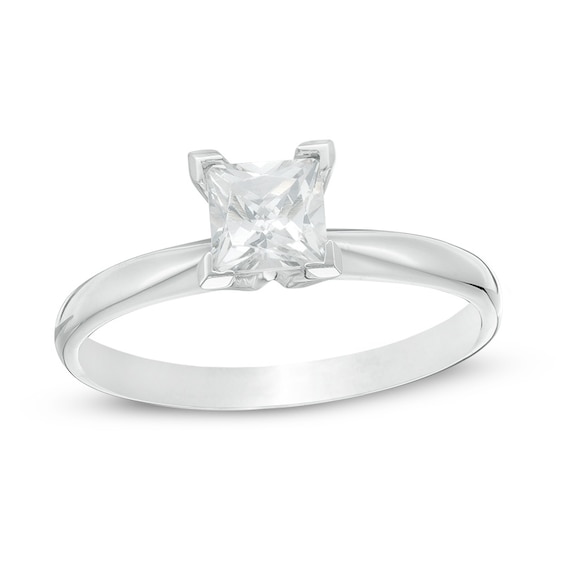 Previously Owned - 3/4 CT. Princess-Cut Diamond Solitaire Engagement Ring in 14K White Gold (J/I3)
