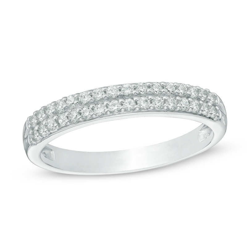 Previously Owned - 1/3 CT. T.W. Diamond Double Row Band in 14K White ...