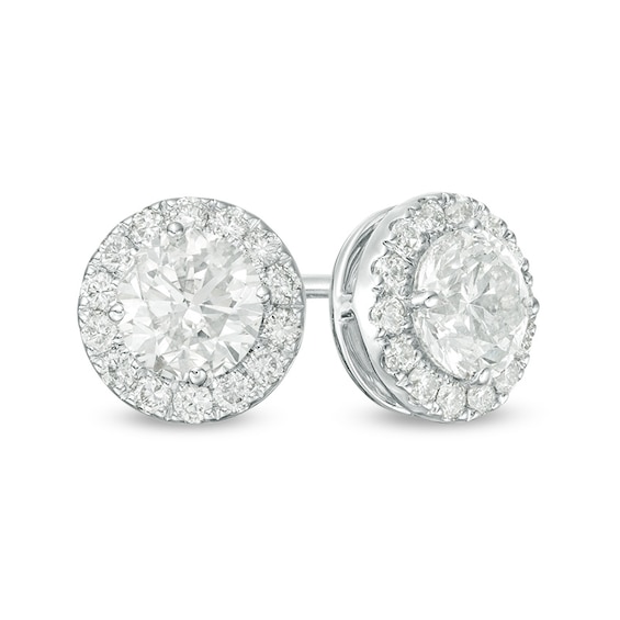 Previously Owned - 1-1/2 CT. T.w. Diamond Frame Stud Earrings in 14K White Gold