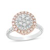 Thumbnail Image 1 of Previously Owned - 1-1/2 CT. T.W. Pink and White Composite Diamond Double Frame Engagement Ring in 14K Two-Tone Gold