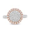 Thumbnail Image 4 of Previously Owned - 1-1/2 CT. T.W. Pink and White Composite Diamond Double Frame Engagement Ring in 14K Two-Tone Gold