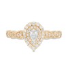 Thumbnail Image 4 of Previously Owned - 3/8 CT. T.W. Pear-Shaped Diamond Double Frame Art Deco Vintage-Style Engagement Ring in 10K Gold