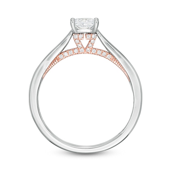 Previously Owned - Zales Private Collection 3/4 Ctw. Colorless Princess-Cut Diamond Engagement Ring in 14K Two-Tone Gold