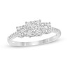 Thumbnail Image 0 of Previously Owned - 1/2 CT. T.W Composite Diamond Square Frame Three Stone Ring in 10K White Gold