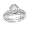 Thumbnail Image 1 of Previously Owned - 1-1/5 CT. T.W. Diamond Double Oval Frame Bridal Set in 14K White Gold