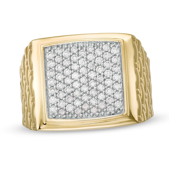 Previously Owned - Men's 1 CT. T.w. Composite Diamond Square-Top Woven Shank Ring in 10K Gold