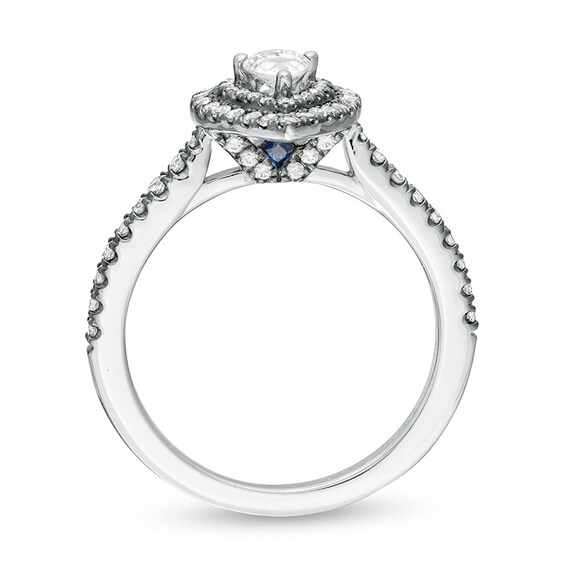 Previously Owned - Vera Wang Love Collection 3/4 CT. T.w. Pear-Shaped Diamond Frame Engagement Ring in 14K White Gold