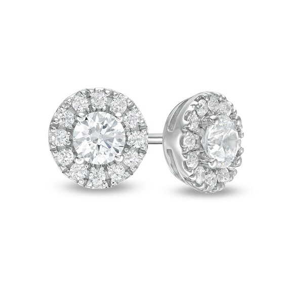 Previously Owned - 1/2 CT. T.w. Diamond Frame Stud Earrings in 14K White Gold (I/I2)