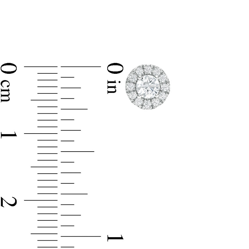 Main Image 3 of Previously Owned - 1/2 CT. T.W. Diamond Frame Stud Earrings in 14K White Gold (I/I2)