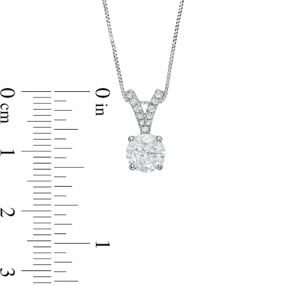 Previously Owned - 1 CT. T.w. Diamond "V" Drop Pendant in 14K White Gold (J/I3) - 18.25"