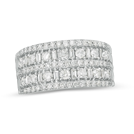 Previously Owned - 1 CT. T.w. Diamond Double Row Ring in 10K White Gold