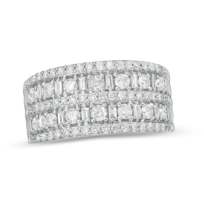 Main Image 1 of Previously Owned - 1 CT. T.W. Diamond Double Row Ring in 10K White Gold