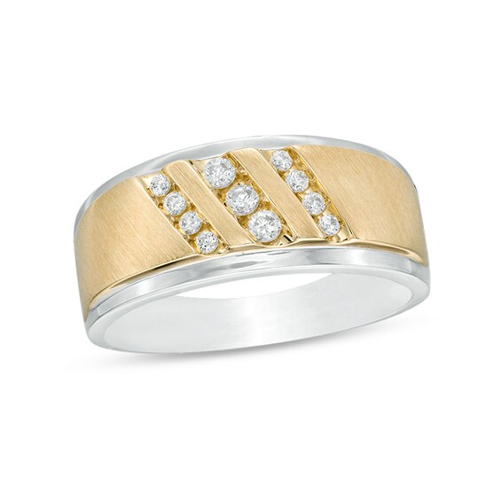 Previously Owned - 1/4 CT. T.w. Diamond Triple Slant Band in 10K Two-Tone Gold