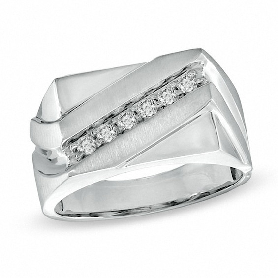Previously Owned - 1/4 CT. T.w. Diamond Slant Ring in 10K White Gold