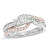 Thumbnail Image 1 of Previously Owned - Celebration Ideal 1 CT. T.W. Princess-Cut Diamond Three Stone Ring in 14K Two-Tone Gold (I/I1)