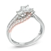 Thumbnail Image 2 of Previously Owned - Celebration Ideal 1 CT. T.W. Princess-Cut Diamond Three Stone Ring in 14K Two-Tone Gold (I/I1)