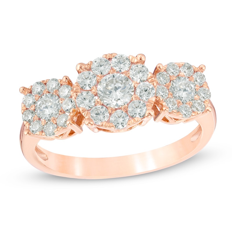 Main Image 1 of Previously Owned - 1 CT. T.W. Composite Diamond Three Stone Engagement Ring in 10K Rose Gold