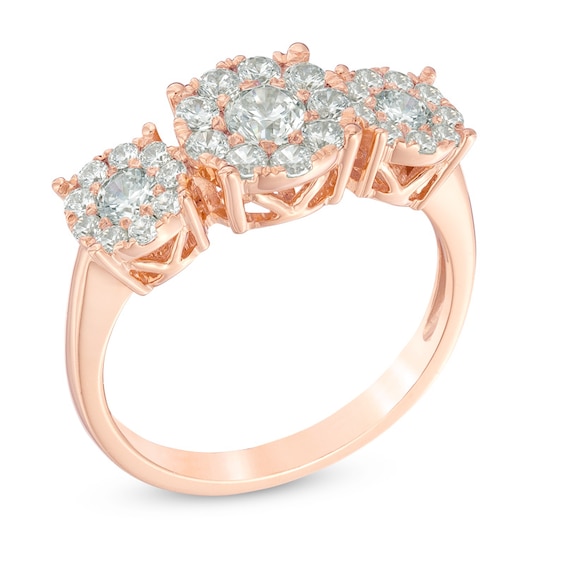 Previously Owned - 1 CT. T.w. Composite Diamond Three Stone Engagement Ring in 10K Rose Gold