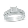 Thumbnail Image 1 of Previously Owned - 1/4 CT. T.W. Square Composite Diamond Bridal Set in 10K White Gold