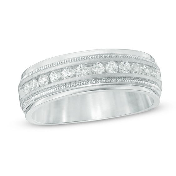 Previously Owned - 1/2 CT. T.w. Diamond Milgrain Anniversary Band in 14K White Gold