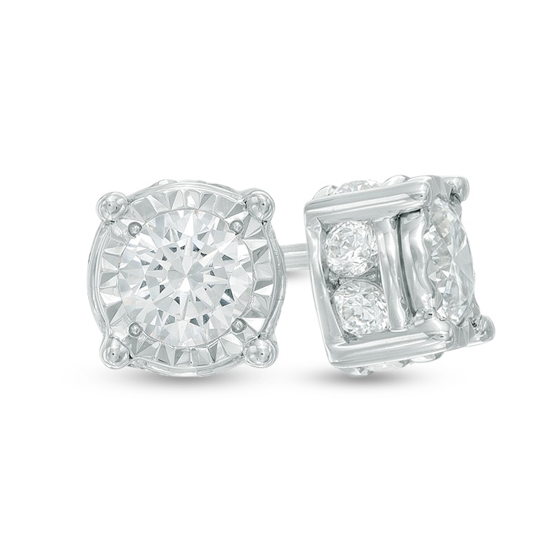 Main Image 1 of Previously Owned - 1 CT. T.W. Diamond Stud Earrings in 10K White Gold