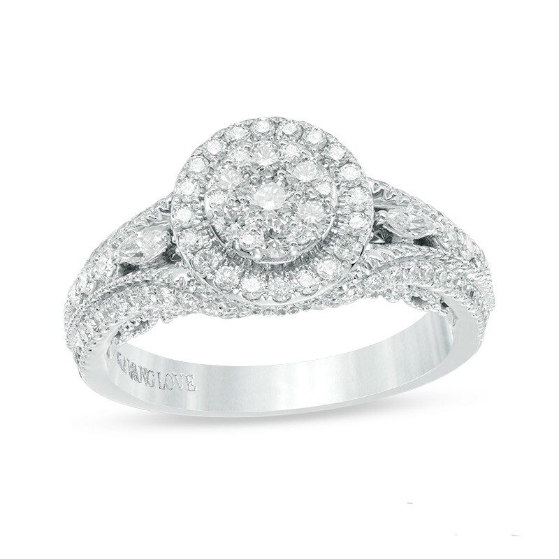 Main Image 1 of Previously Owned - Vera Wang Love Collection 1 CT. T.W. Diamond Vintage-Style Engagement Ring in 14K White Gold