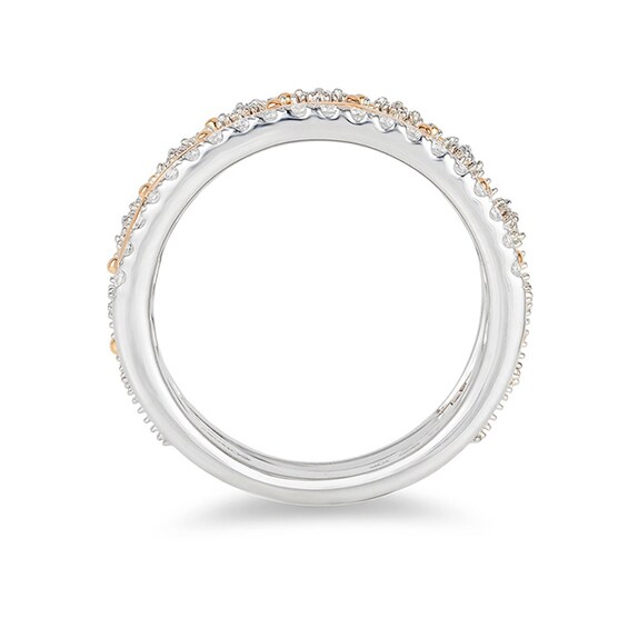 Previously Owned - Enchanted Disney Princess 1/2 CT. T.w. Diamond Tiara Stackable Three Ring Set in 14K Two-Tone Gold