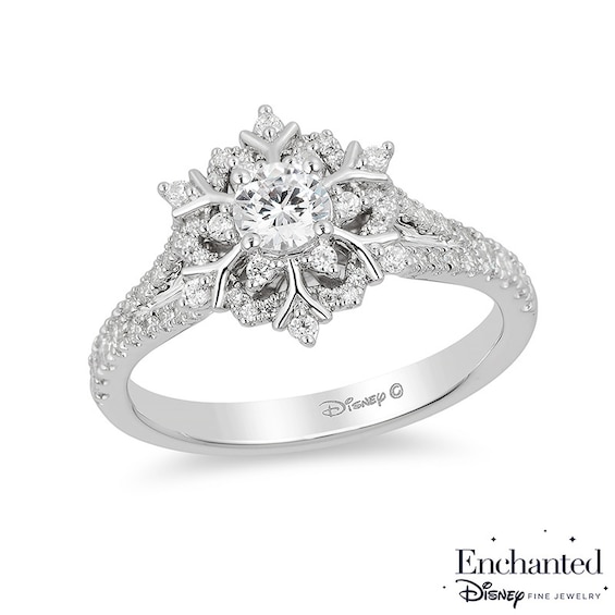 Previously Owned - Enchanted Disney Elsa 5/8 CT. T.w. Diamond Snowflake Engagement Ring in 14K White Gold