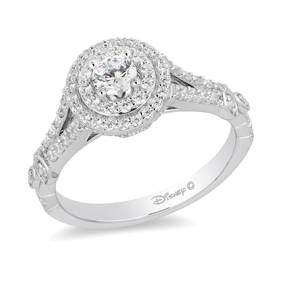 Previously Owned - Enchanted Disney Tiana 3/4 CT. T.w. Diamond Double Frame Engagement Ring in 14K White Gold