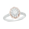 Thumbnail Image 1 of Previously Owned - 3/4 CT. T.W. Oval Diamond Double Scallop Frame Engagement Ring in 14K Two-Tone Gold (I/SI1)