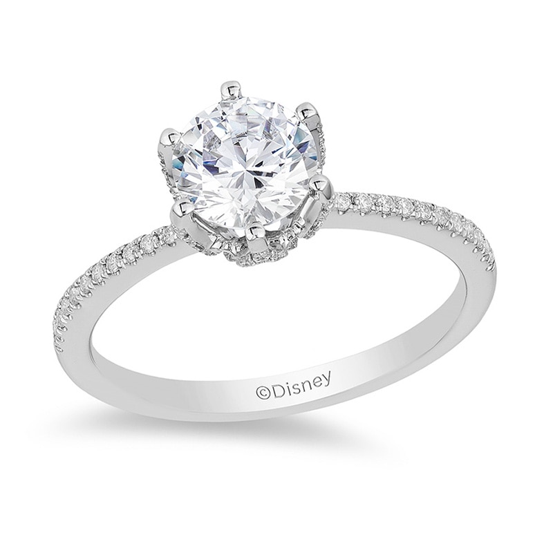 Main Image 1 of Previously Owned - Enchanted Disney Elsa 1-1/4 CT. T.W. Diamond Snowflake Engagement Ring in 14K White Gold