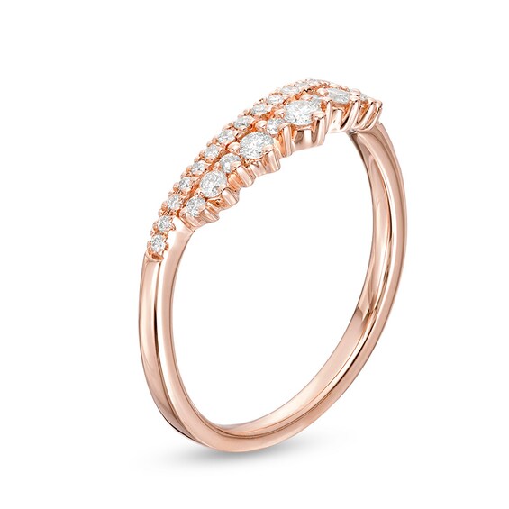 Previously Owned - 1/4 CT. T.w. Diamond Crown Contour Wedding Band in 14K Rose Gold