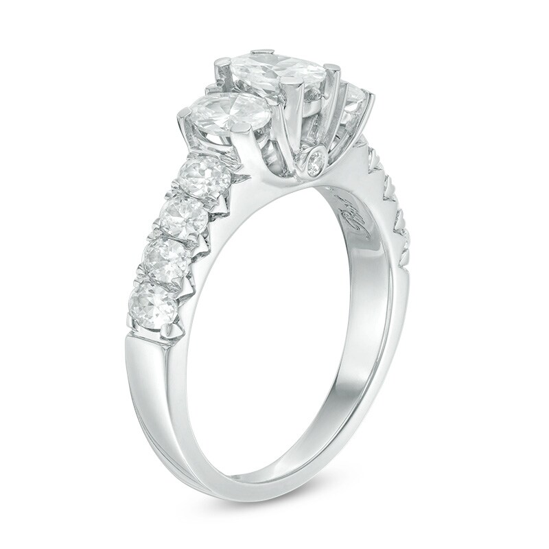 Main Image 2 of Previously Owned - 2 CT. T.W. Oval Diamond Past Present Future® Engagement Ring in 14K White Gold (I/I1)