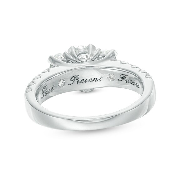 Previously Owned - 2 CT. T.w. Oval Diamond Past Present FutureÂ® Engagement Ring in 14K White Gold (I/I1)