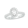 Thumbnail Image 1 of Previously Owned - Love's Destiny by Peoples 1 CT. T.W. Oval Diamond Frame Engagement Ring in 14K White Gold (I/SI2)